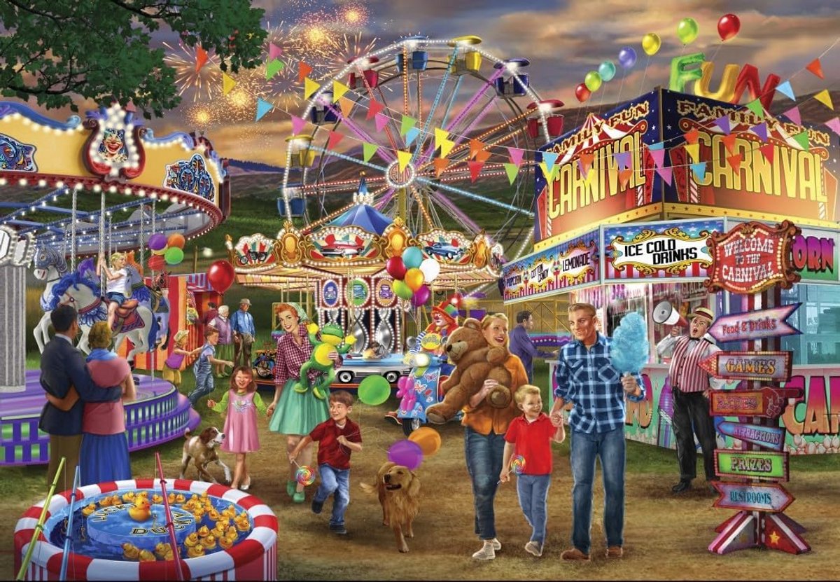 Legpuzzel Kermis Feest 1000 Stukjes Kleurrijk Puzzelplezier voor Volwassenen en Gezin