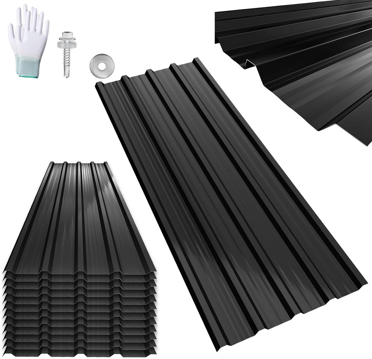 Golfplaten - Dakplaten Trapeziumplaten - Dak Bedekken - Verzinkt Staal - 12 stuks 7 m² - Zwart