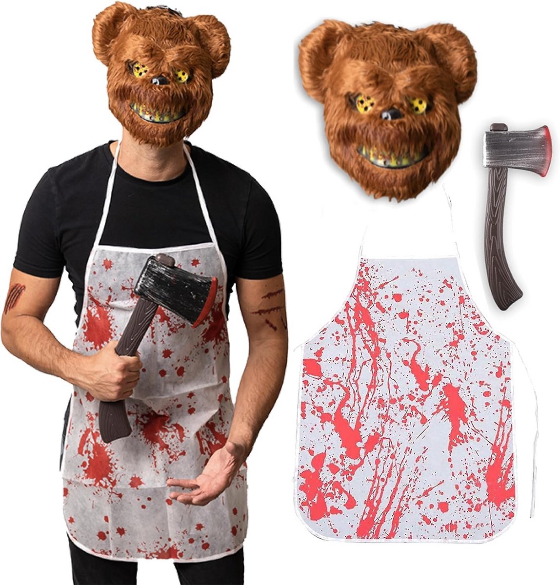 Horror Beer Kostuum Heren - 5 Delige Complete Carnavals of Halloween Outfit - One Size