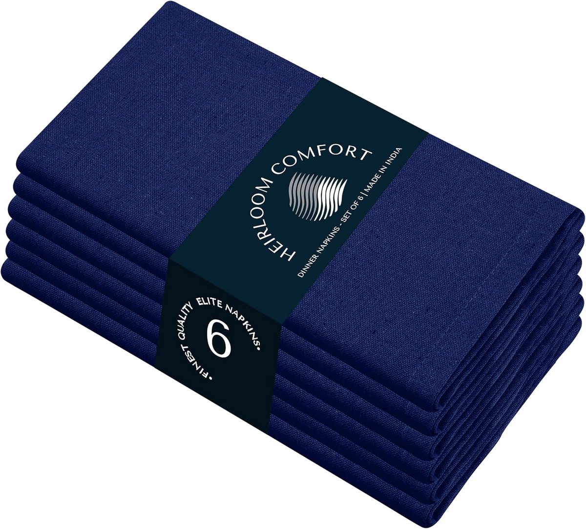 Set van 6 Blauwe Stoffen Servetten 100% Katoen Wasbaar Herbruikbaar 43x43 cm