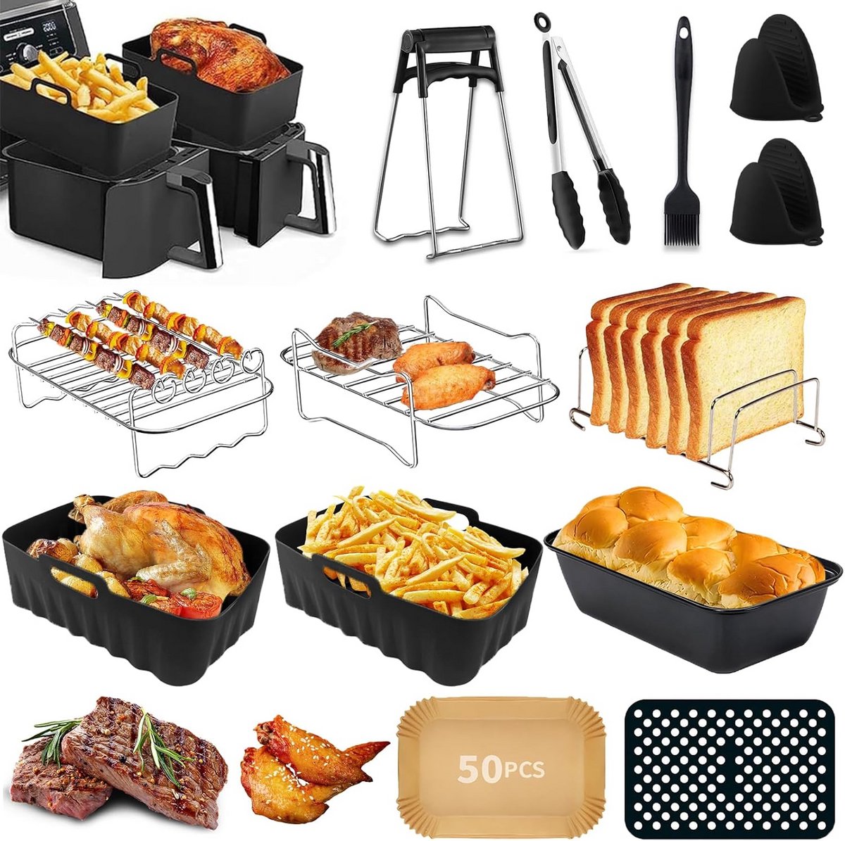 Airfryer Accessoires - Siliconen Bakje - Bakpapier - Vetvrij