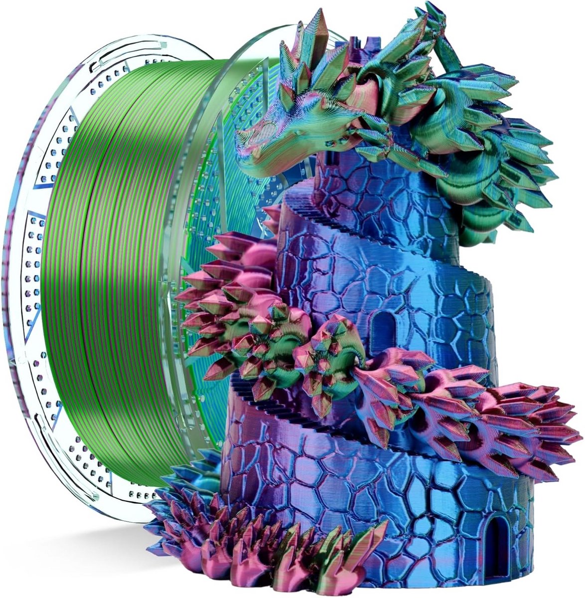 Driekleurig Zijdeglans PLA Filament 1,75 mm - Rood Blauw Groen - 1 kg voor 3D Printer