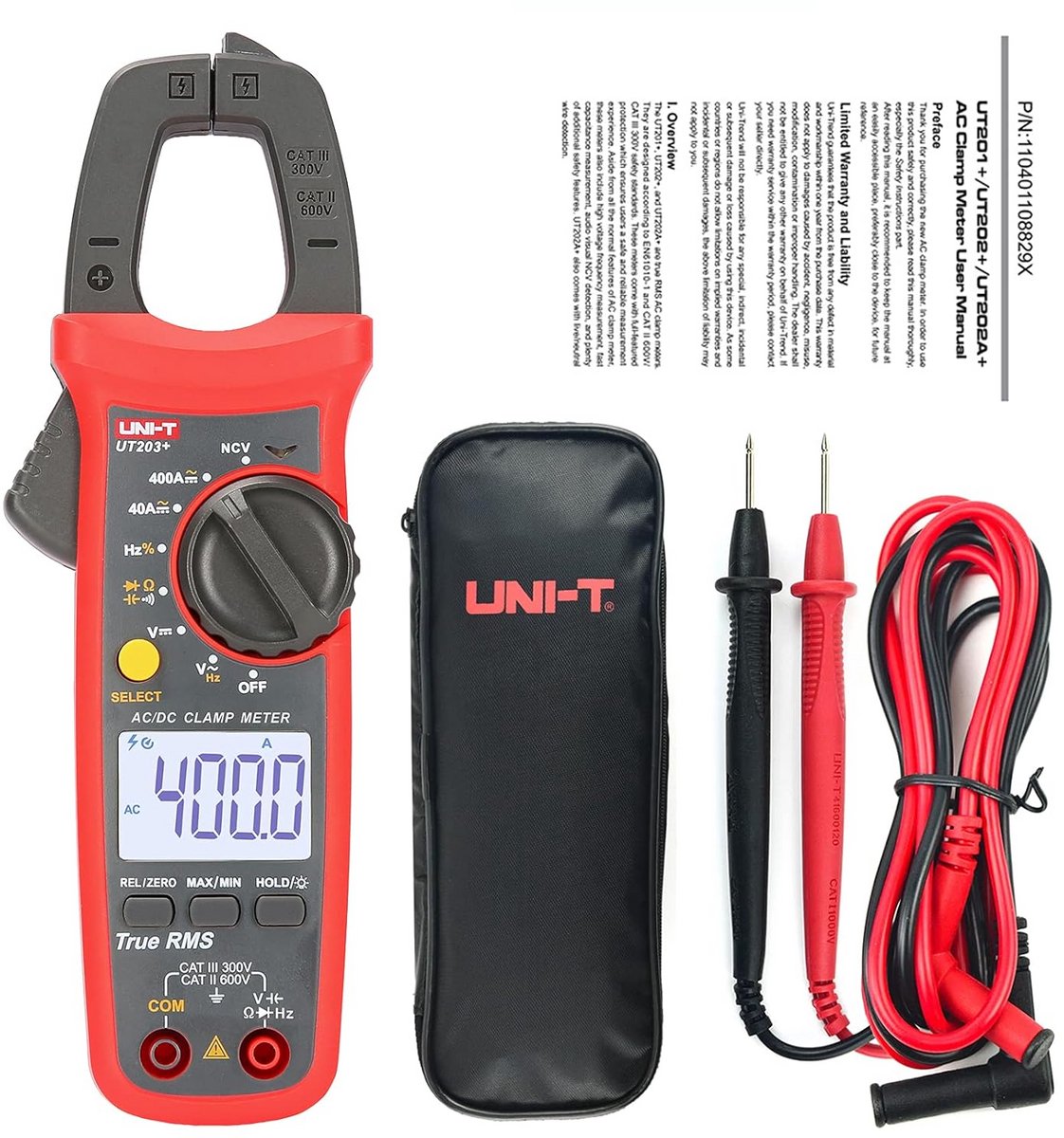Digitale Klemmenmeter AC/DC Stroom True RMS Max/Min Meting