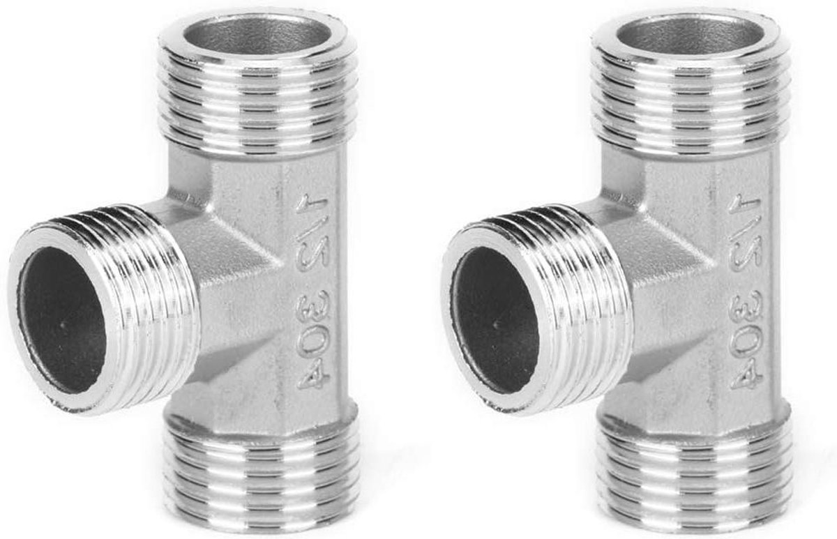 T-fitting 3-weg Mannelijke Connector RVS Gas Buitendraad - G1/2 inch