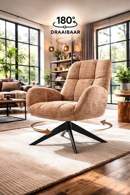 relaxfauteuil-draaibaar-180-cinnamon-zwarte-metalen-voet-moderne