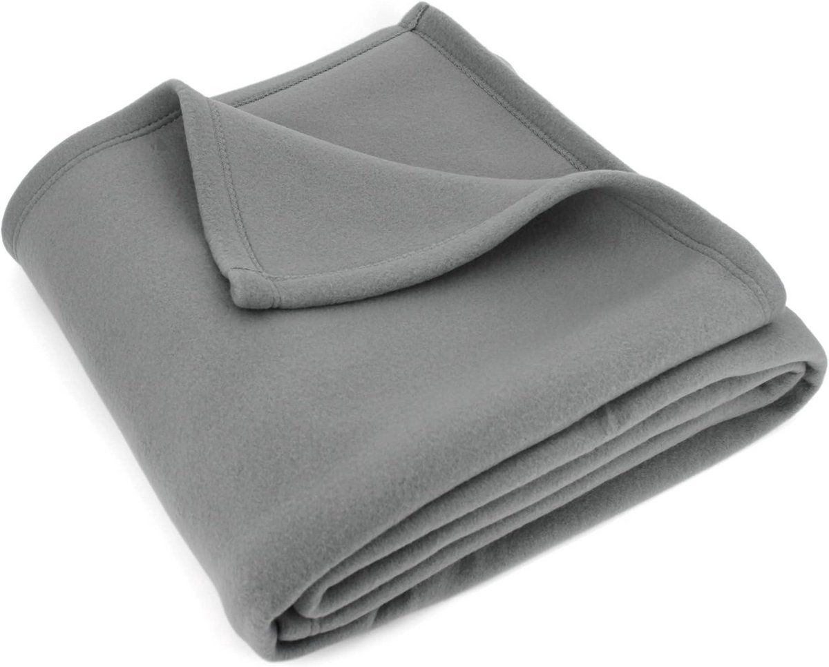 Extra Grote Fleece Deken 240x260 cm - Warm en Zacht - Staalgrijs