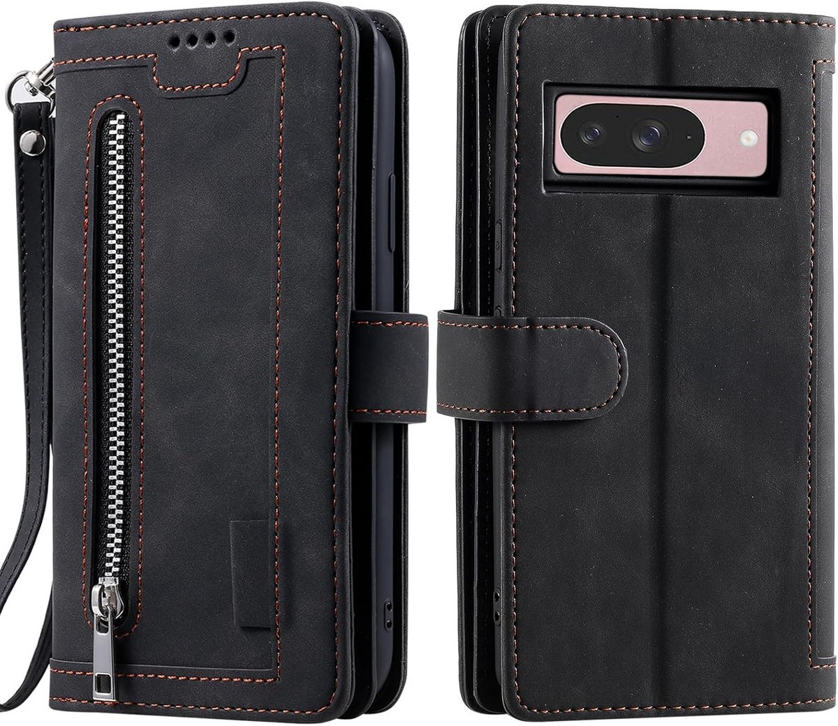Leren Wallet Telefoonhoesje met Kaartsleuven en Standaard voor Google Pixel 9/9 Pro