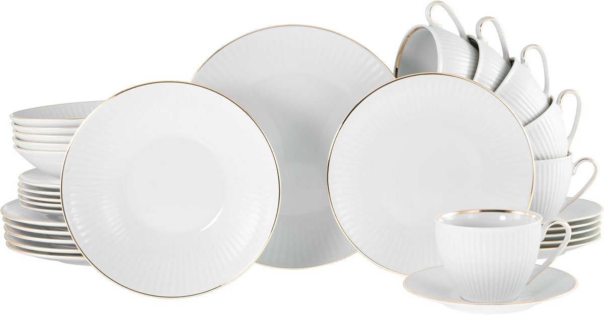 Elegant Servies Porselein Wit met Gouden Rand