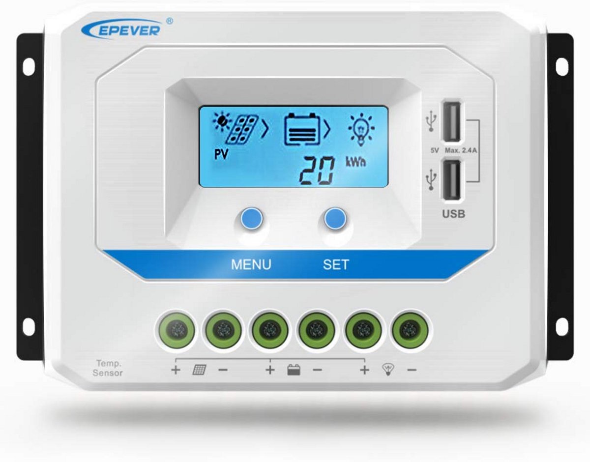 60A Zonnepaneel Laadregelaar 12V/24V PWM met LCD Display en Dubbele USB