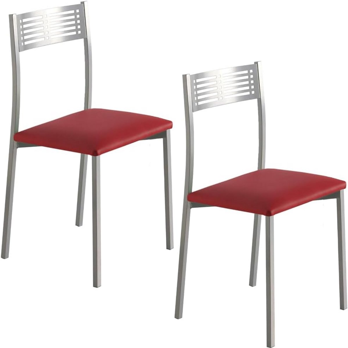 Set van 2 Keukenstoelen Rood Kunstleer - Modern en Comfortabel Eetkamerstoelen