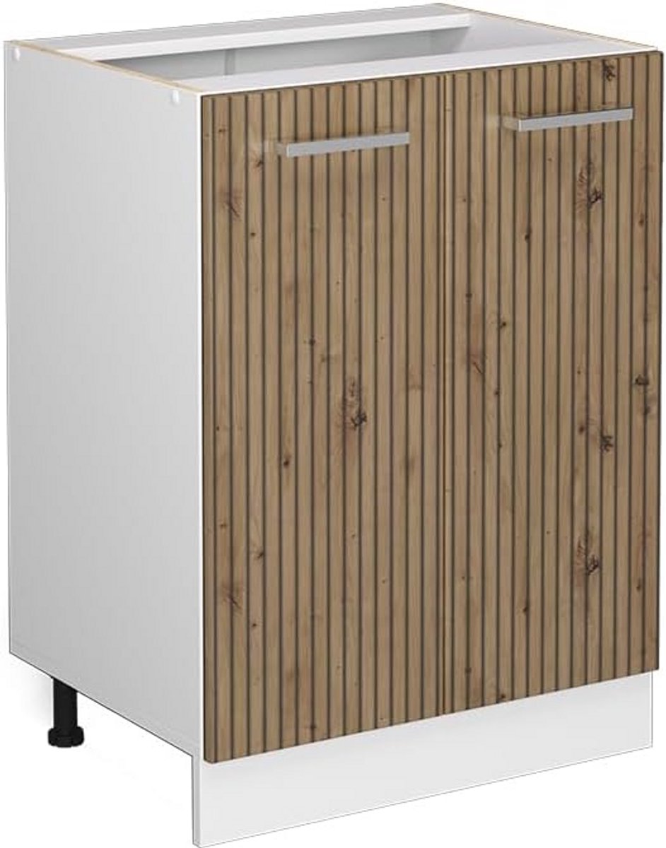 Keukenonderkast 60 cm Zonder Werkblad Houtstructuur Wit - Modulair en Verstelbaar