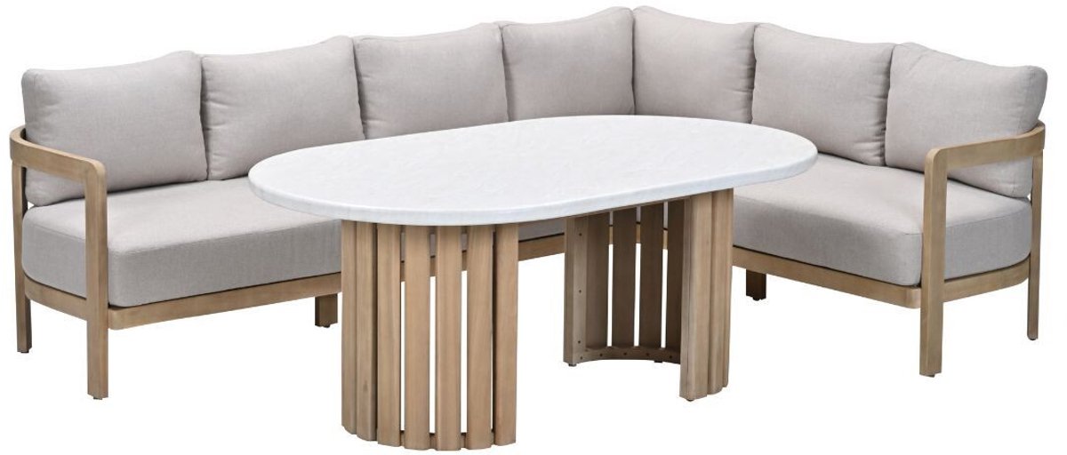 Garden Impressions Sirocco lounge dining set 3-delig rechts - acacia - grey sand