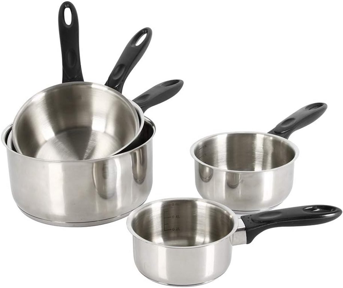 Set van 5 Roestvrijstalen Steelpannen voor Inductie - Diverse Maten (12-20 cm)