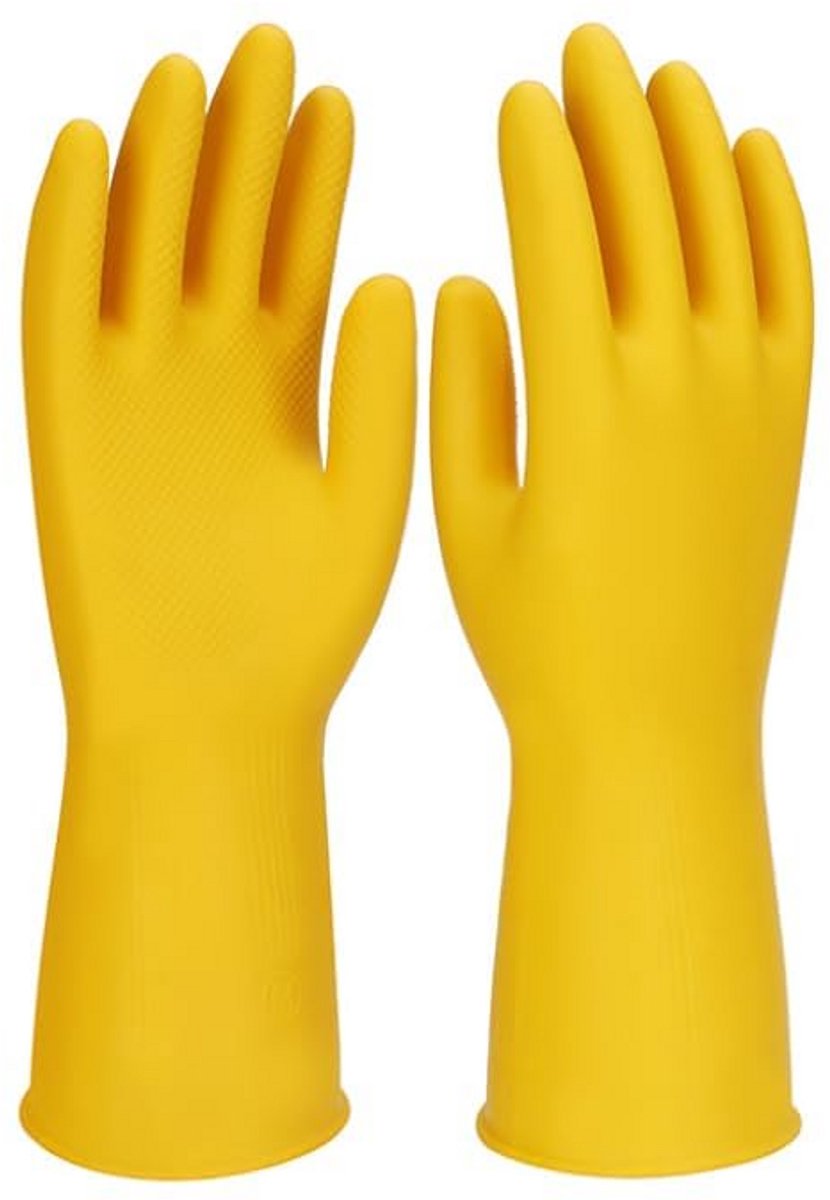 Sterke Herbruikbare Lange Rubberen Huishoudhandschoenen Geel Antislip