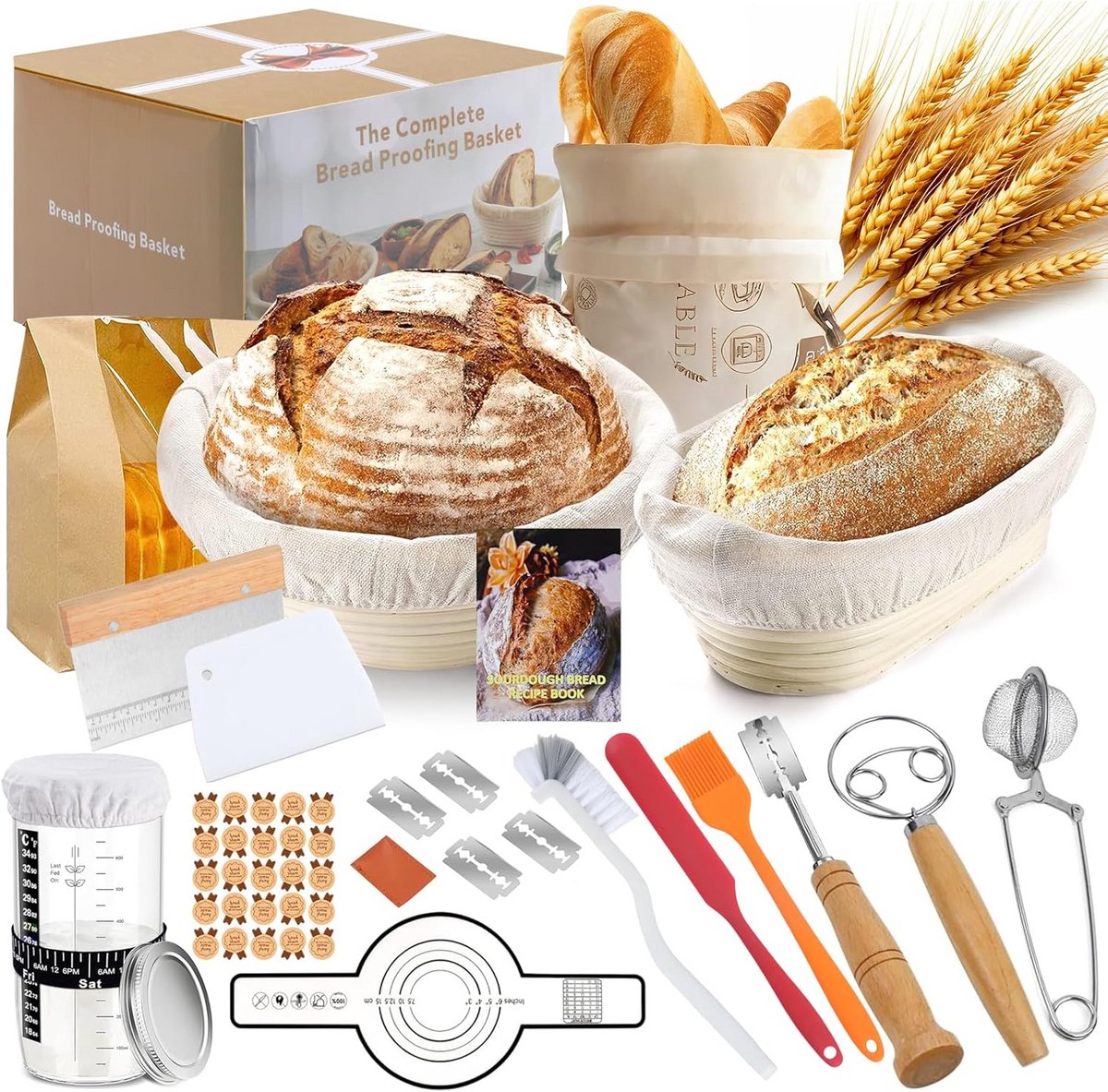 Complete Desemstarter Set met Rieten Manden en Bakaccessoires voor Brood