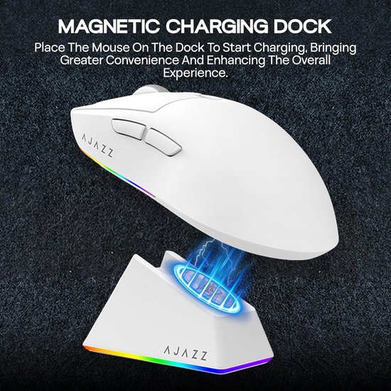 Draadloze MC Gamingmuis met Oplaadstation, Superlichtgewicht 66g, 12.000 DPI en Tri-Mode Connectiviteit — afbeelding 5