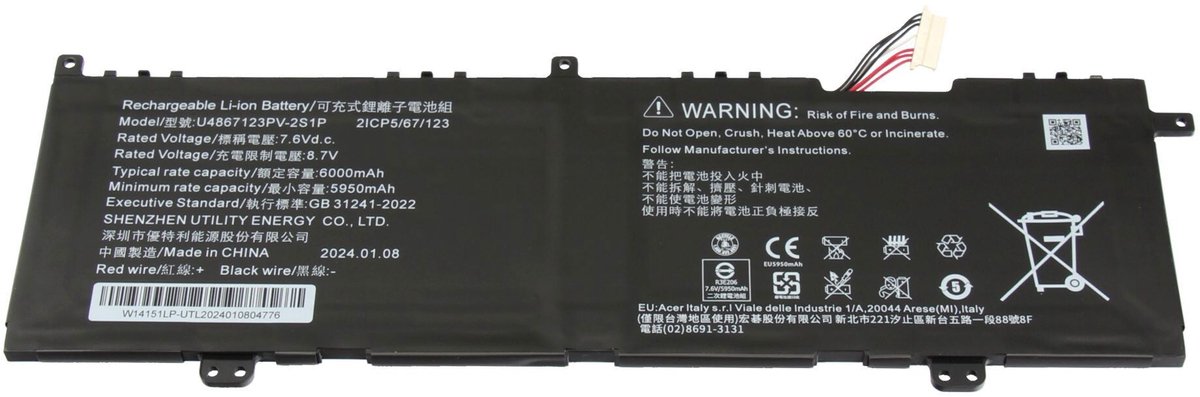 Acer KT.CTE00.003 Batterij - 45,6Wh