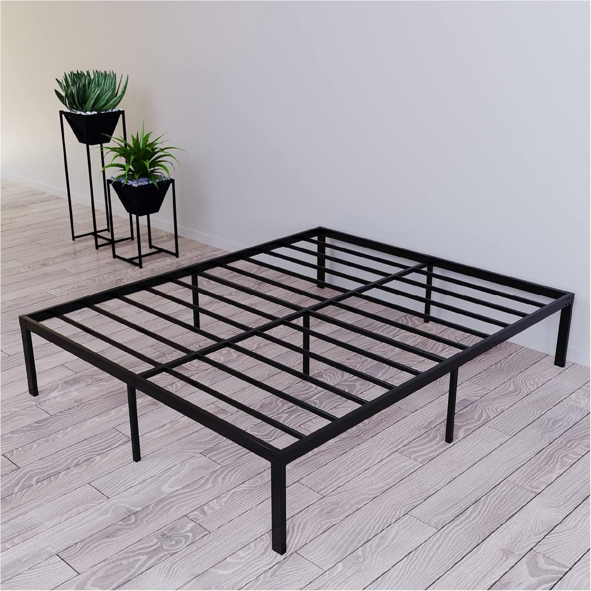 Stevig Metalen Bedframe voor Tweepersoonsmatras 160x190 cm - Zwart Bedonderstel met Veel O