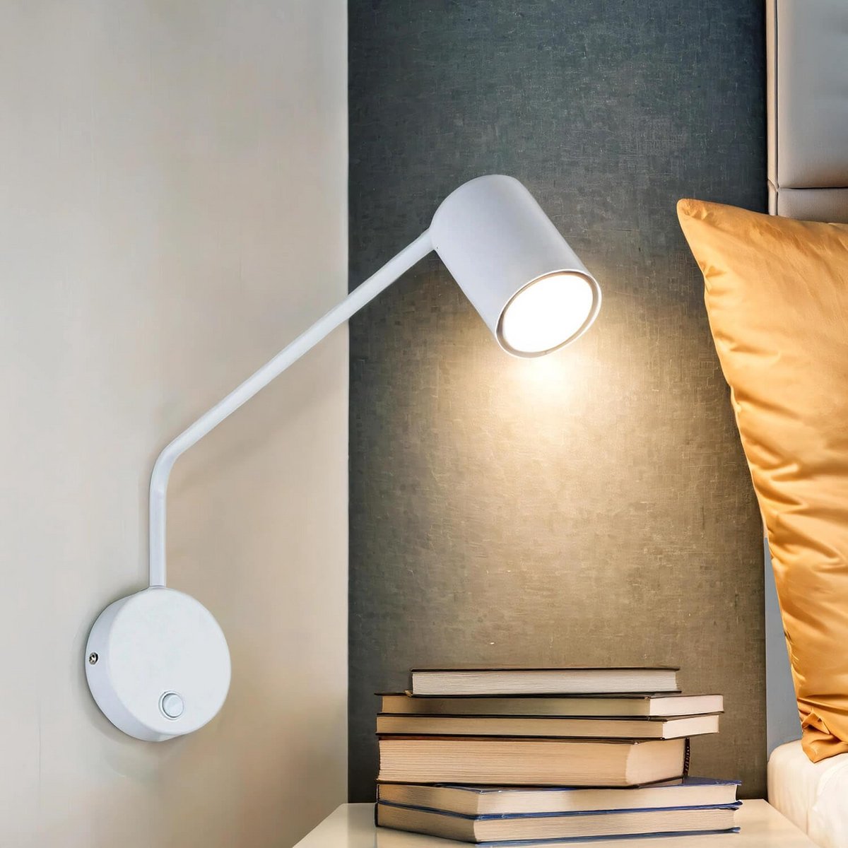 Verstelbare Wandlamp Wit met Schakelaar GU10 voor Slaapkamer en Woonkamer