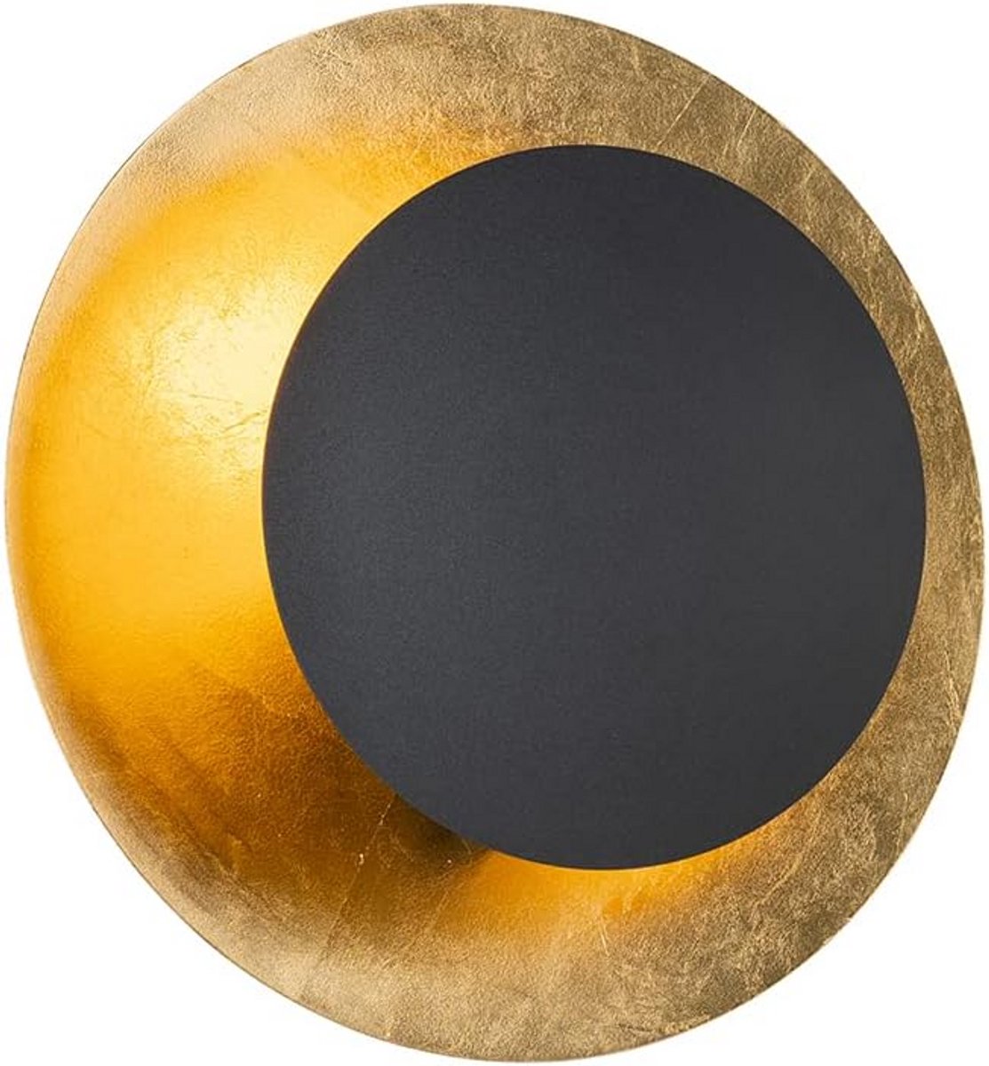 Art Deco Wandlamp Zwart met Goud Staal Rond - E27 LED 40W