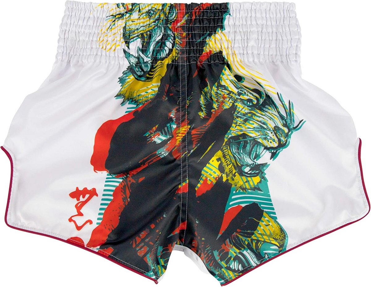 Fairtex Muay Thai boksshorts - Satijn - Elastische taille - Wit