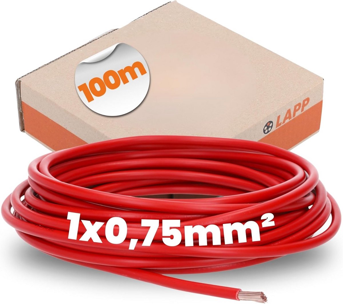 Flexibele Installatiedraad 1x0.75mm² Rood 100 Meter Koppeling