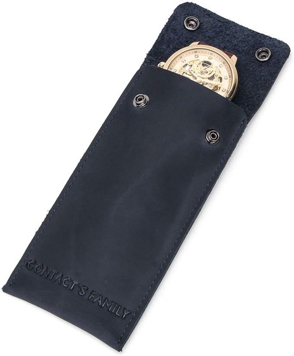 Echt Leren Reishorlogekoffer met Fluwelen Voering - Compacte Horloge Organizer voor Reizen