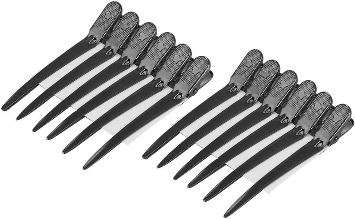 12 Stuks Professionele Haarclips voor Kappers - Antislip Klemmen voor Knippen en Verven
