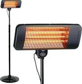 alpina Infrarood Verwarming Staand - Terras Heater 2000W 3 Warmtestanden - Spatwaterdichte Terrasheater IP24 met Infrarood Paneel