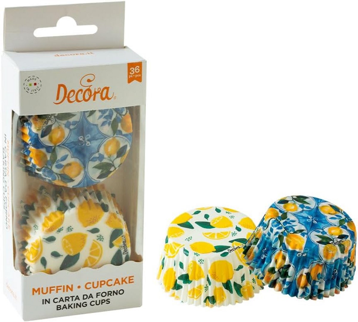 36 Papieren Muffinvormpjes Amalfi Citroen Patroon voor Bakken en Presenteren
