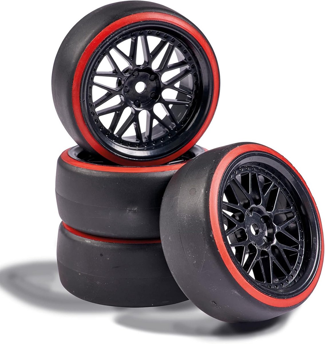 Set van 4 Driftbanden voor 1:10 RC Auto's - Zwart/Rood