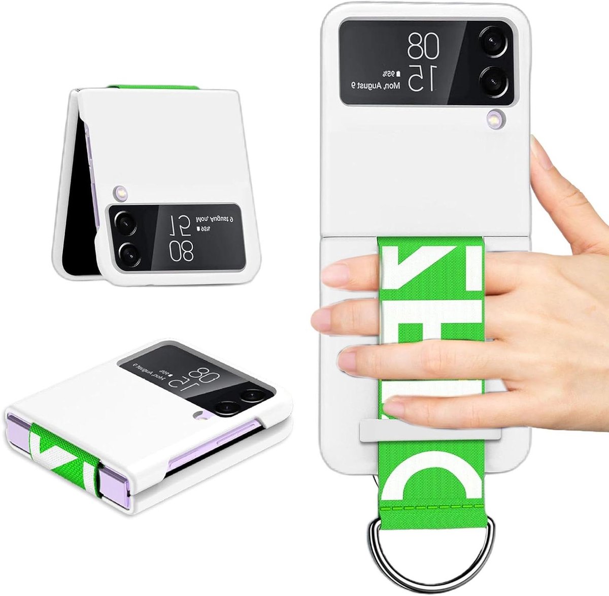 Lederen Flip Case met Schouderriem en Ring, Ultra Dun, Zwart, Schokbestendig