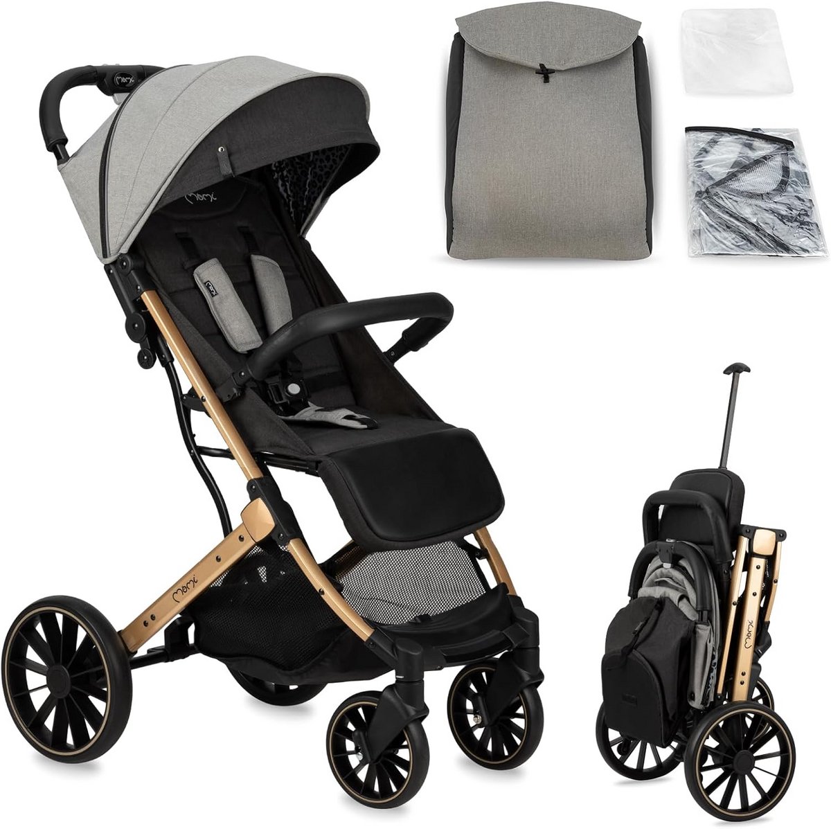 Inklapbare Kinderbuggy Vanaf 6 Maanden met Ligfunctie en Grote Wielen