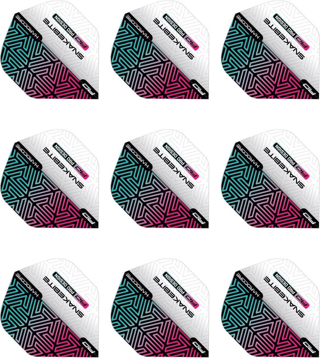 Dart Flights Set - 9 Stuks – Hardcore Premium Wit en Regenboog Ontwerp – Geschikt voor alle schachten
