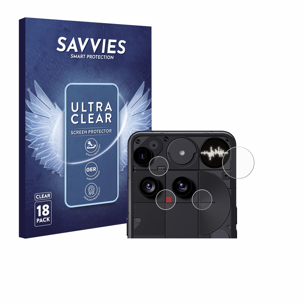 Savvies - Screenprotector voor Nothing Phone (3) (ALLEEN Camera Lens) - Folie Beschermfolie transparant 18 Stuks