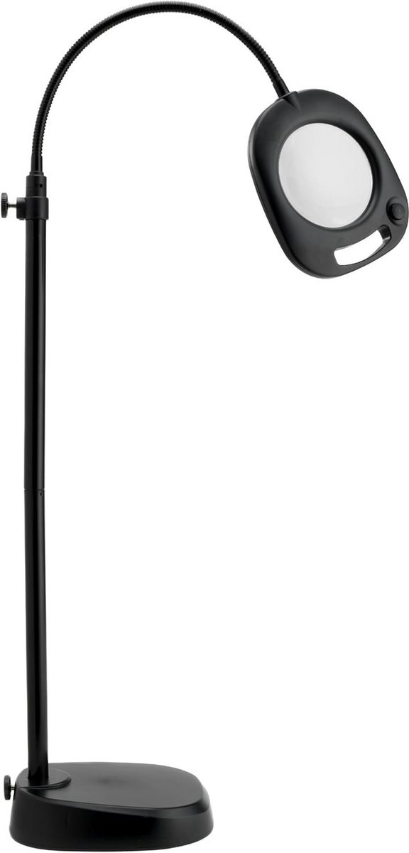 Vergrootglas LED Vloerlamp en Tafellamp Zwart met Flexibele Arm