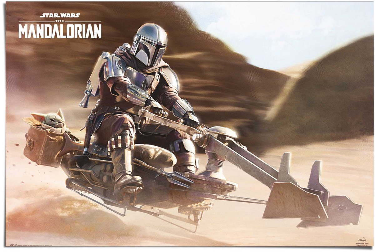 REINDERS Poster The Mandalorian - Speederbike - 61 x 91,5 - Papier - REINDERS Beige
