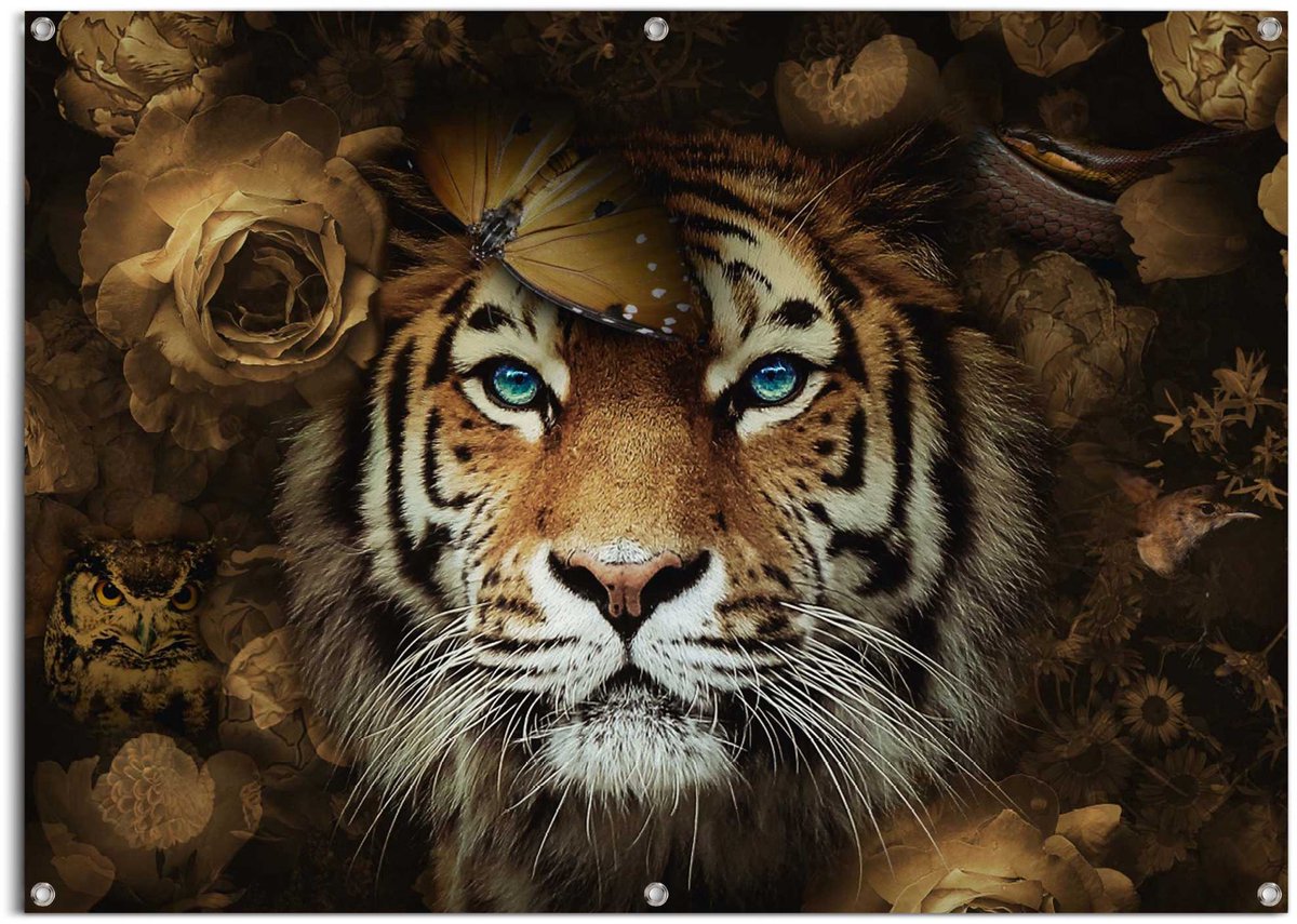 Tuinposter Tijger - 100 x 140 - Canvas - REINDERS