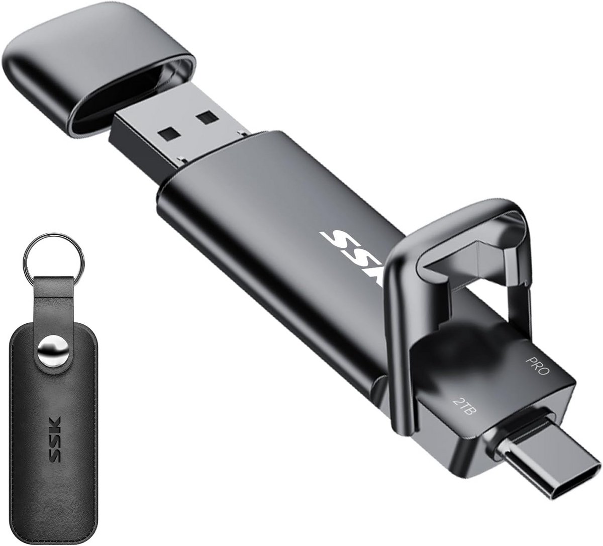 Externe SSD 2TB Supersnelle USB-C & USB-A Draagbare Solid State Drive voor Laptop, Mac, Android