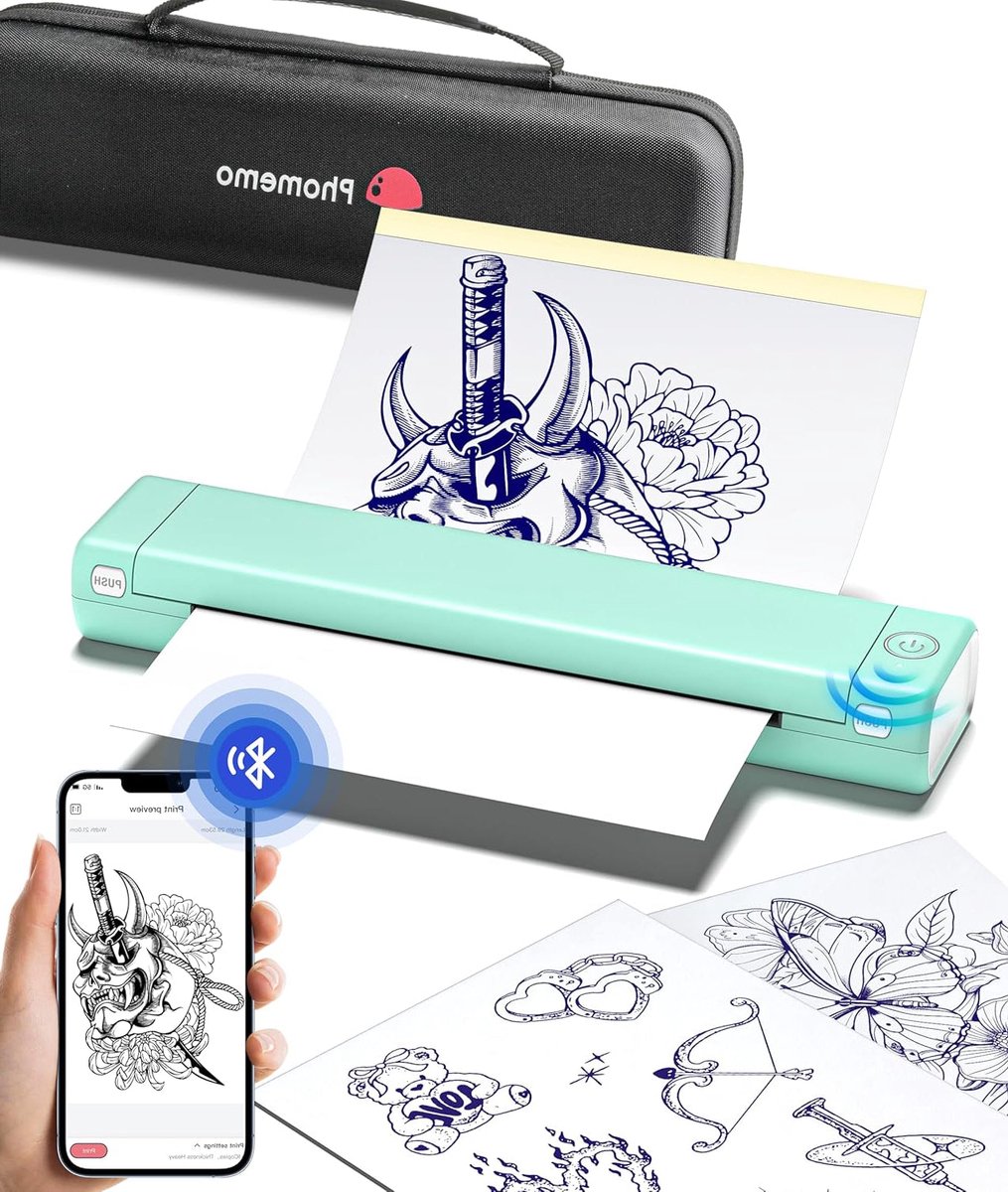 Tattoo Stencil Printer – Tattoo Transfer Printer – Tattoo Printer Machine – Thermische Tattoo Printer – Draagbare Tattoo Printer – Compact En Lichtgewicht – Ink-vrije Thermische Afdruk