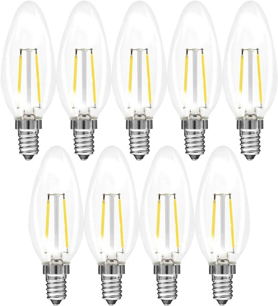 9x LED Kaarslampen E14 Fitting Dimbaar 3 Watt Warm Wit 2700K Hoge Kleurweergave (Ra95)