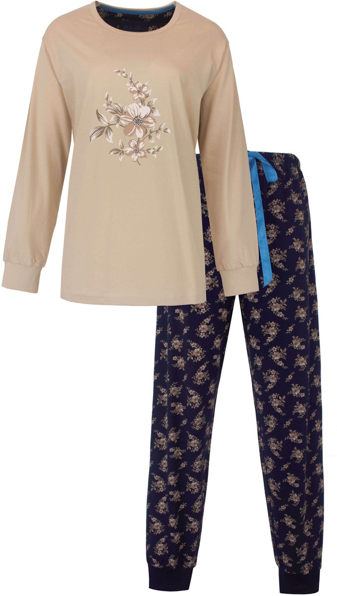 Medaillon Dames Pyjama - Katoen - Lange Broek - Beige