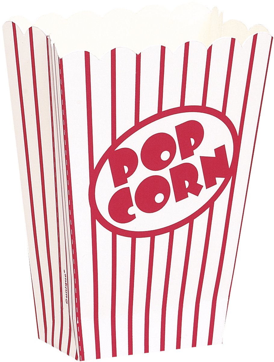 UNIQUE - 8 kleine rood-wit gestreepte popcornbakjes van 9 cm karton