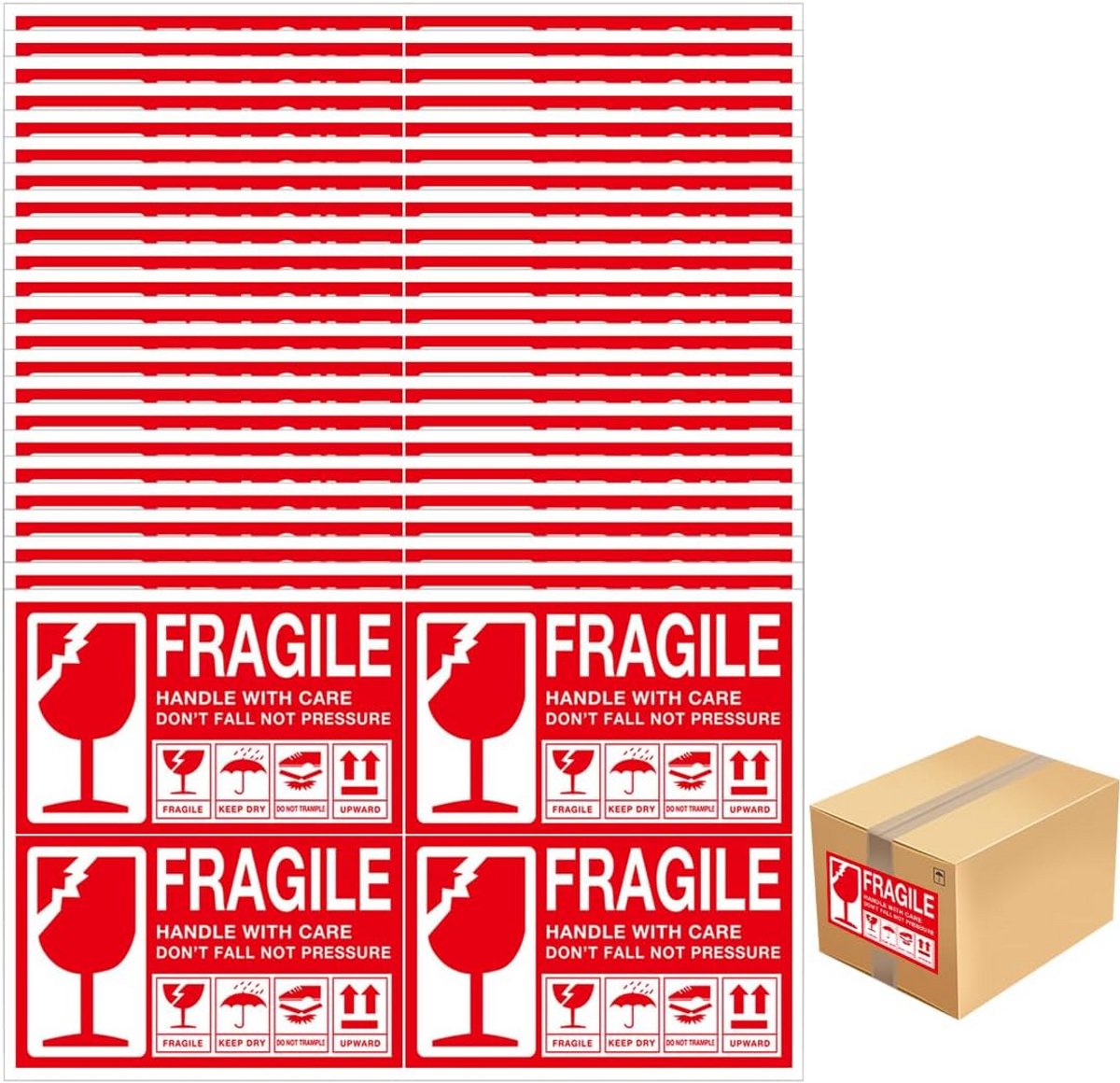100 stuks breekbare zorgsticker voor kwetsbare goederen zorgvuldige verzending