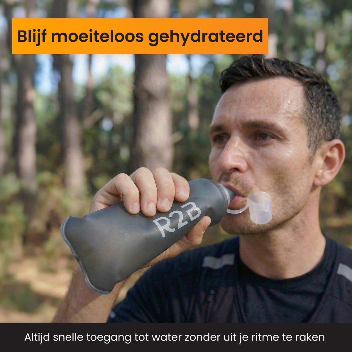 R2B Soft Flask 500 ML - Drinkfles Hardlopen - Opvouwbare Waterfles - Flexibele Drinkfles - Bidon/Drinkzak - Antraciet — cadeau in Sport & Outdoor - foto 2