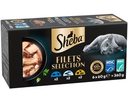 Sheba Kattenvoer Nat Filets Witte Vis in Saus Multipack - 3 x 6x60 gr - Voordeelverpakking