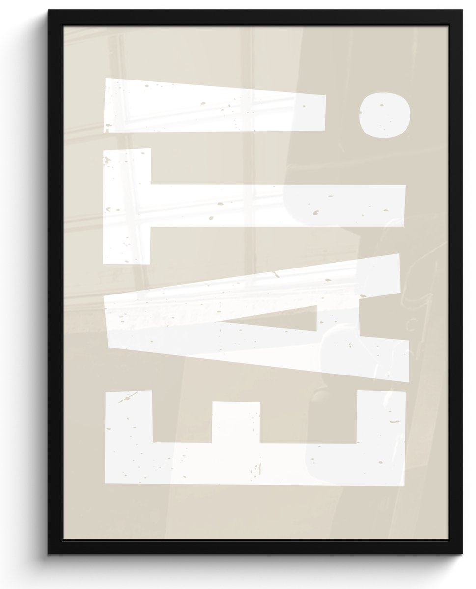 FrameYourWall Fotolijst inclusief poster - Posterlijst 50x70 cm - Posters - Eten - Decoratie - Beige - Wit - Foto in lijst - Keuken decoratie muur - Wanddecoratie accessoires - Muurdecoratie - Schilderijen Eat