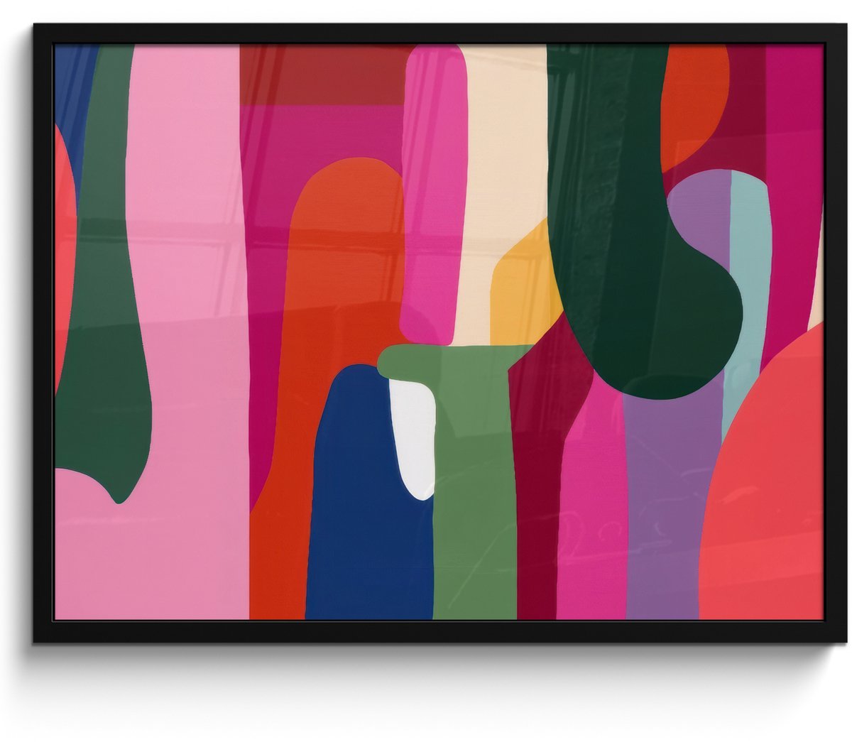 FrameYourWall Poster in lijst - Fotolijst 70x50 cm - Posters - Kleurvakken - Recht - Rond - Abstract - Posterlijst zwart - Decoratie - Wanddecoratie woonkamer - Muurdecoratie slaapkamer Kleurvakken - Abstract