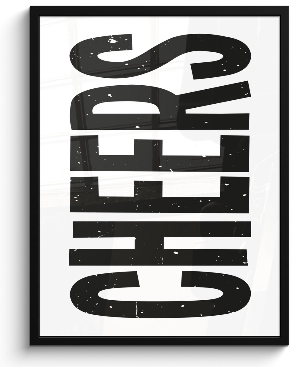 FrameYourWall Fotolijst inclusief poster - Posterlijst 50x70 cm - Posters - Retro - Cheers - Zwart - Decoratie - Foto in lijst - Keuken decoratie muur - Wanddecoratie accessoires - Muurdecoratie - Schilderijen