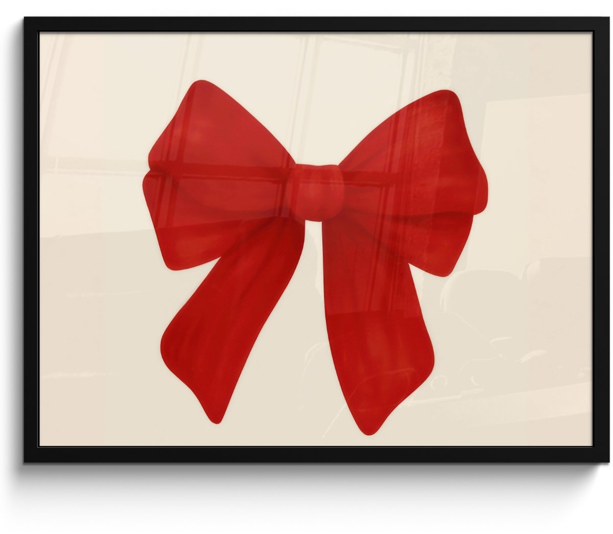 FrameYourWall Poster in lijst - Fotolijst 70x50 cm - Posters - Strik - Symmetrisch - Rood - Lint - Posterlijst zwart - Decoratie - Wanddecoratie woonkamer - Muurdecoratie slaapkamer